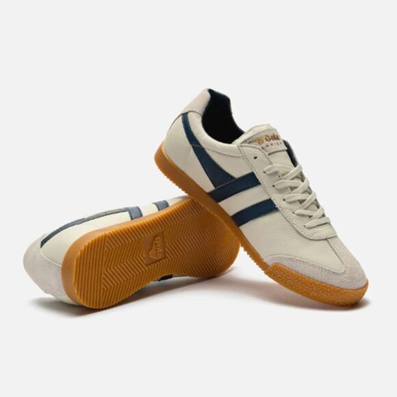 Gola Men's Off White/Navy Harrier Leather Sneakers Size 12 - Picture 1 of 13